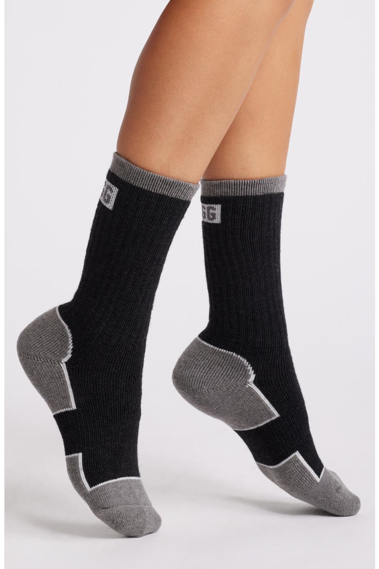 Luann Wool Blend Crew Socks, Main, color, TAR / CHARCOAL