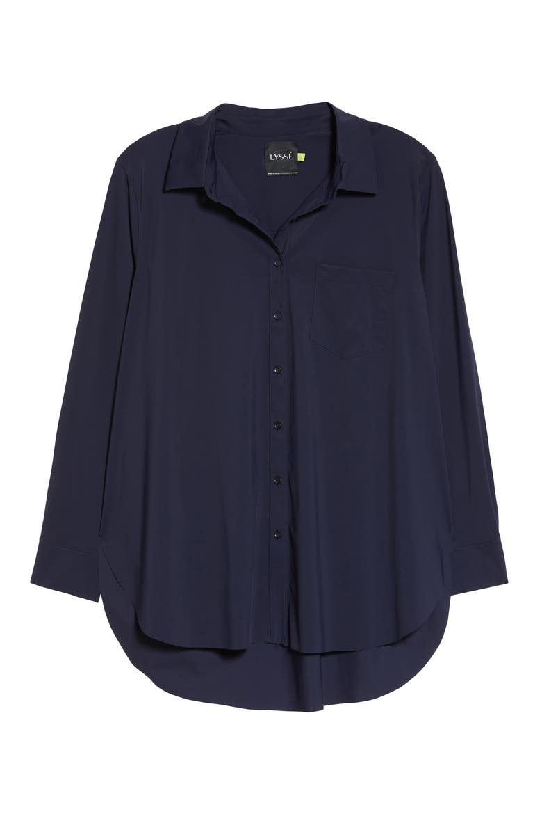 'Lyssentials Schiffer Button-Up Shirt, Alternate, color, TRUE NAVY