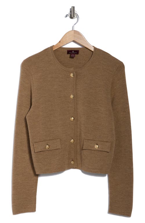 Bruno Magli Merino Wool Crop Cardigan In Burgundy