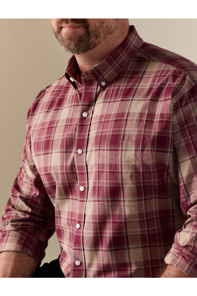Big & Tall Heathered Large Plaid Sport Shirt V2, Alternate, color, BURGUNDY