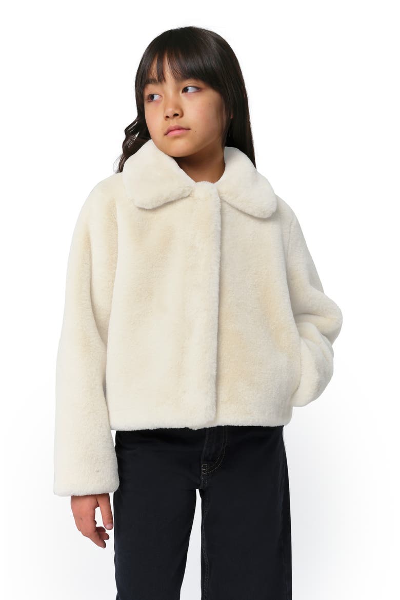 Kids' Elis Pluche™ Faux Fur Coat, Alternate, color, LATTE