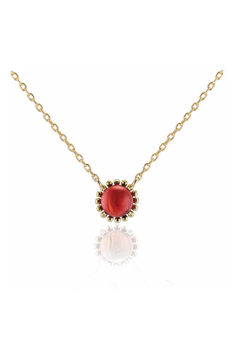 House of Frosted 14K Yellow Gold Garnet Cabochon Pendant Necklace, Main, color, 
