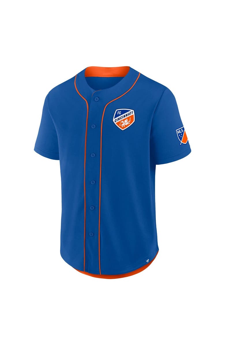 FANATICS Men's Fanatics Blue FC Cincinnati Injury Time Baseball Jersey, Alternate, color, Blue