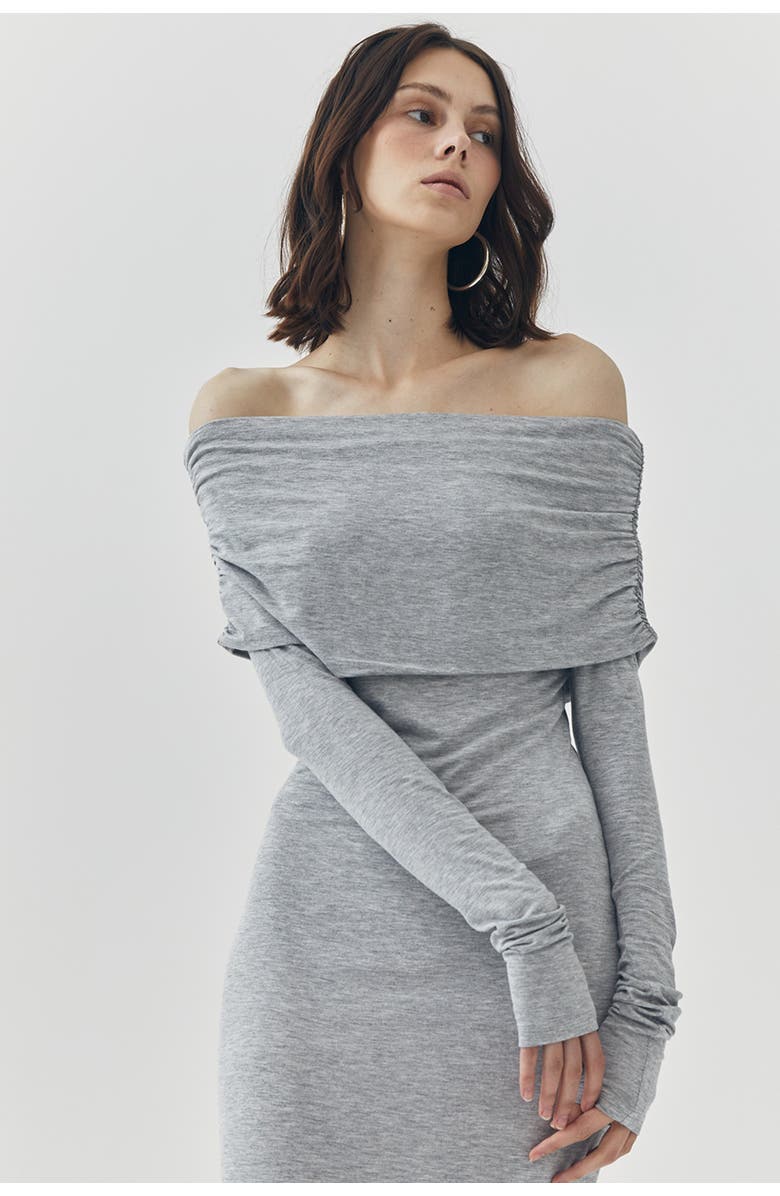ATS Esme Off Shoulder Maxi Dress, Alternate, color, Grey
