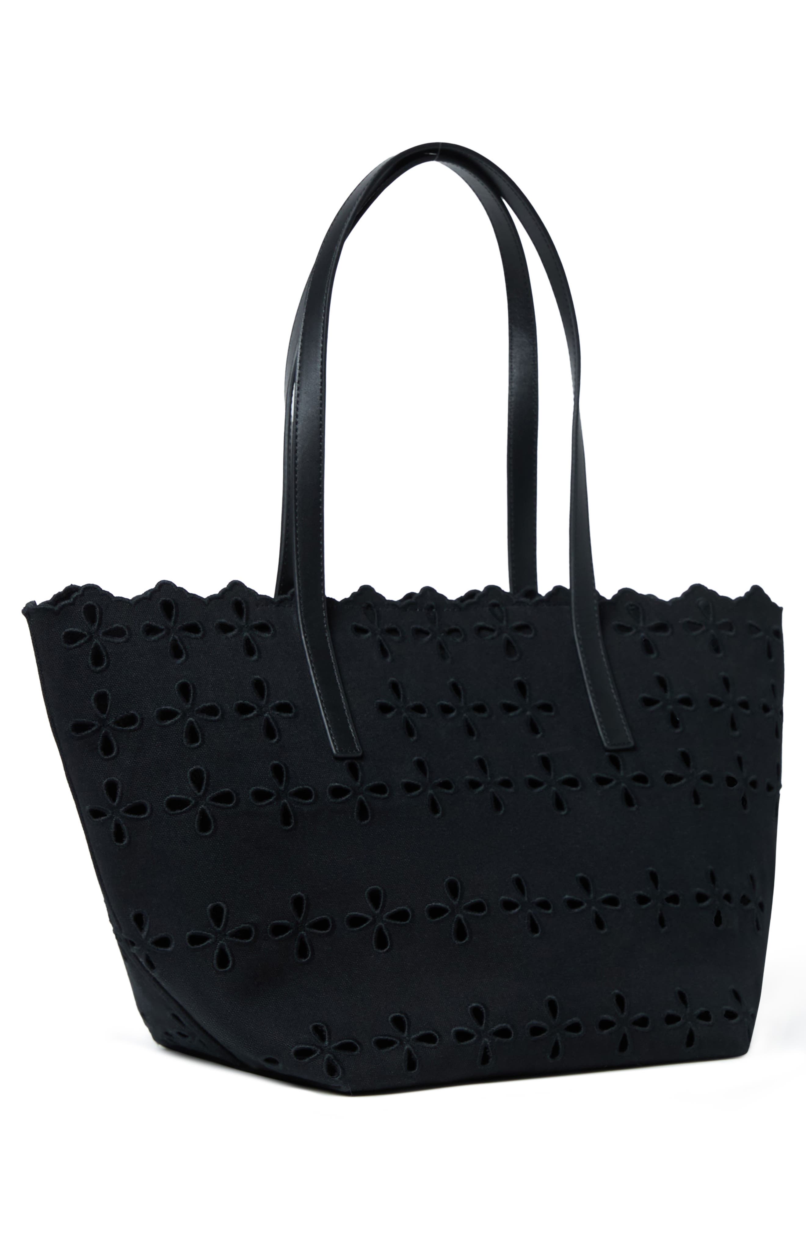 Loeffler Randall Easton Eyelet Tote Bag, Alternate, color, Black