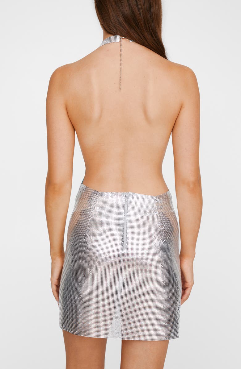 NASTY GAL Colorblock Chain Mail Halter Minidress, Alternate, color,