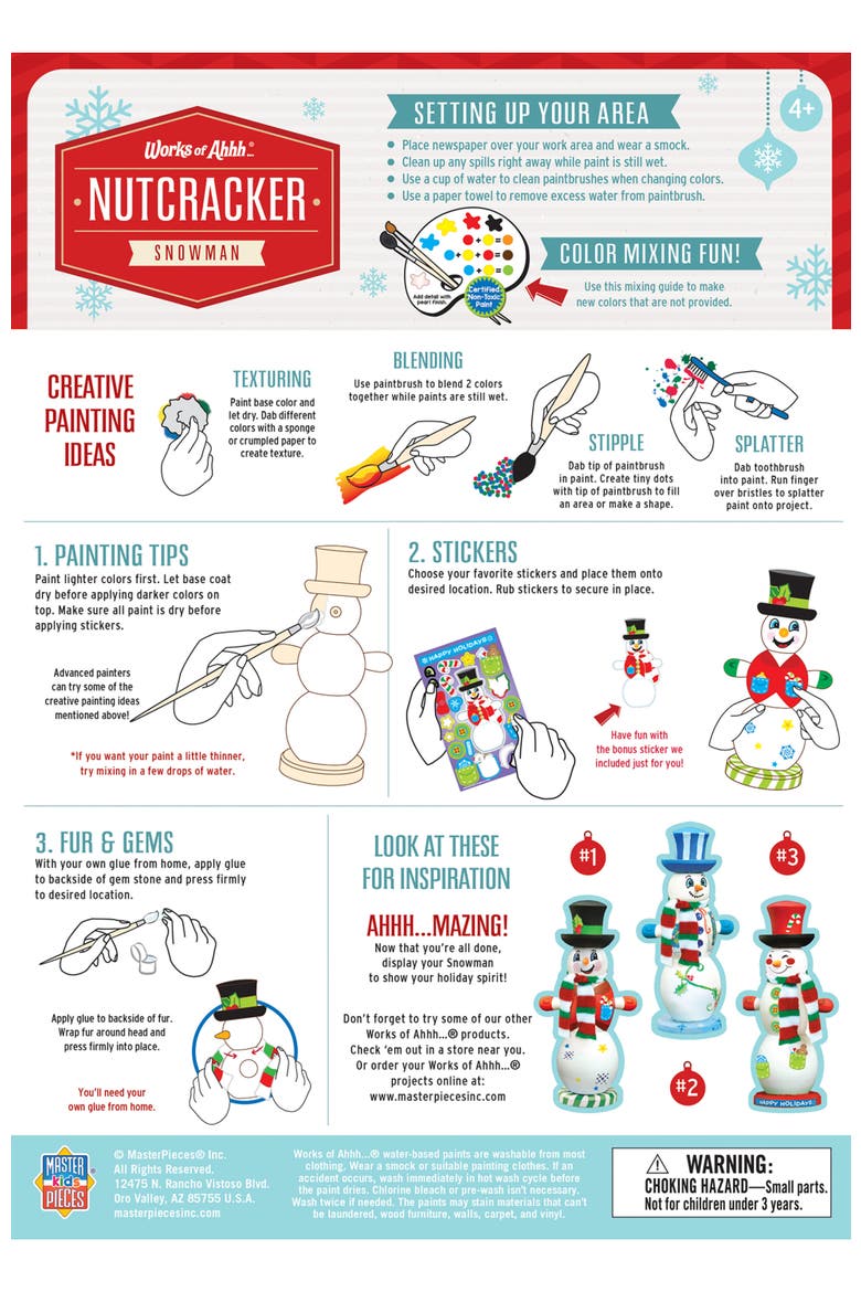 Snowman Wood Paint Set, Alternate, color, Multicolor