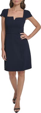 Vince Camuto Notch Neck Crepe Dress