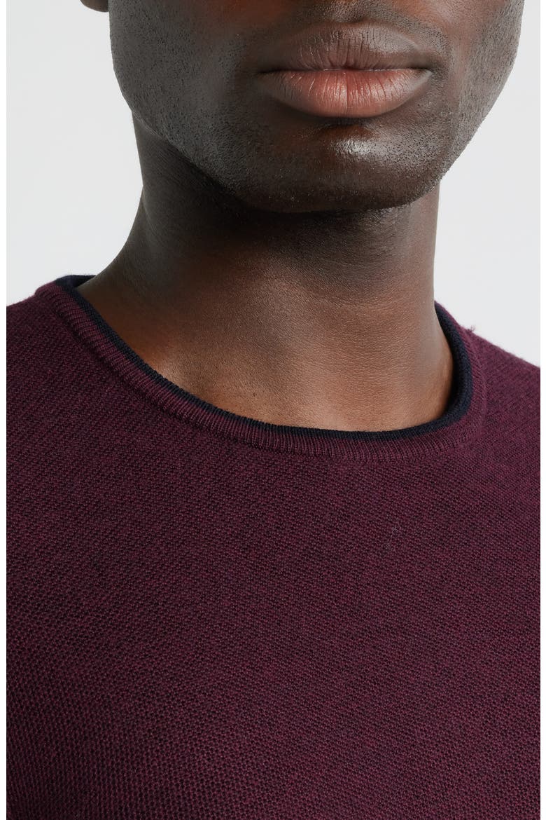 Belvedere Tipped Merino Wool Sweater, Alternate, color, WINE