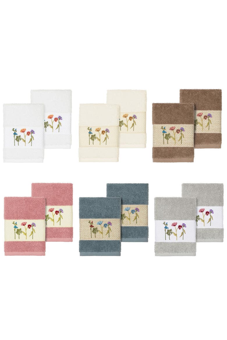Serenity Embellished Washcloth - Set of 2 - Light Grey, Alternate, color, LIGHT GREY