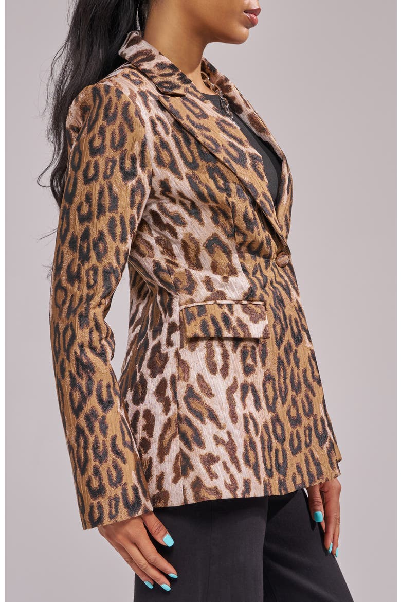 Femme Leopard Print Woven Blazer, Alternate, color, TAN MULTI