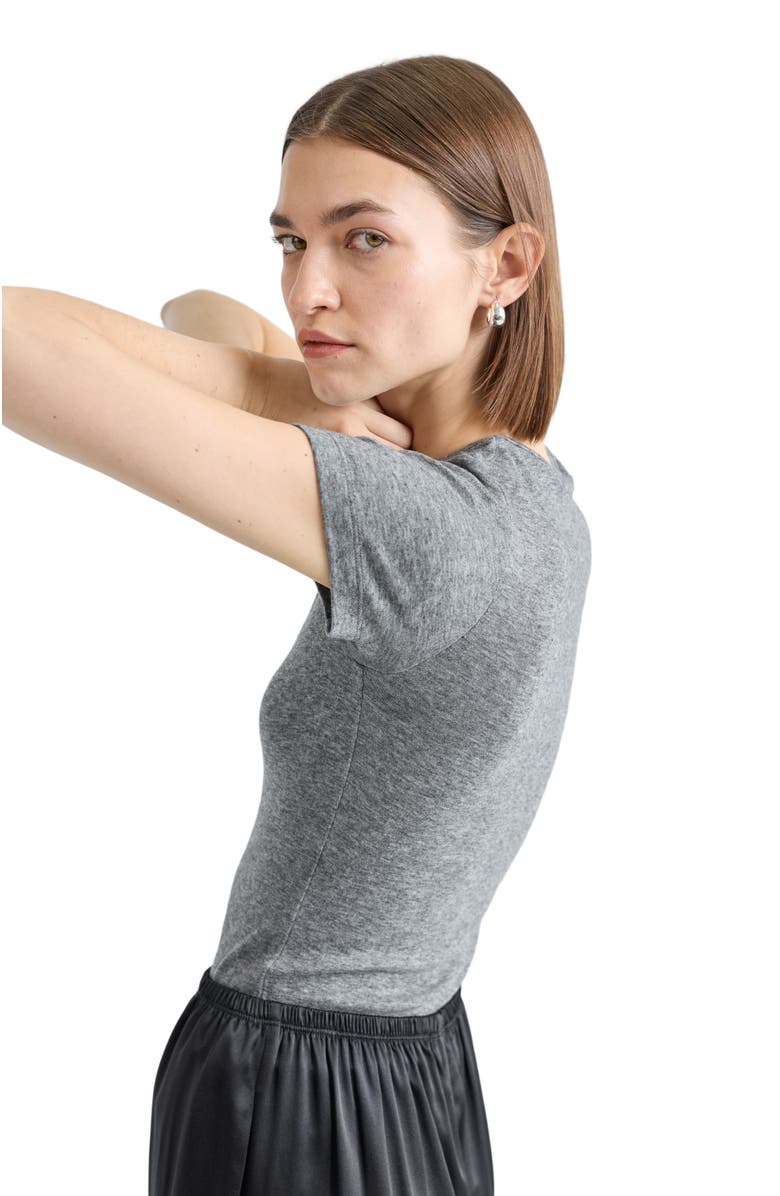 Almina Concept Short Sleeve Knit Top, Alternate, color, Charcoal