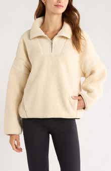 Zella Snowday Faux Shearling Quarter Zip Pullover