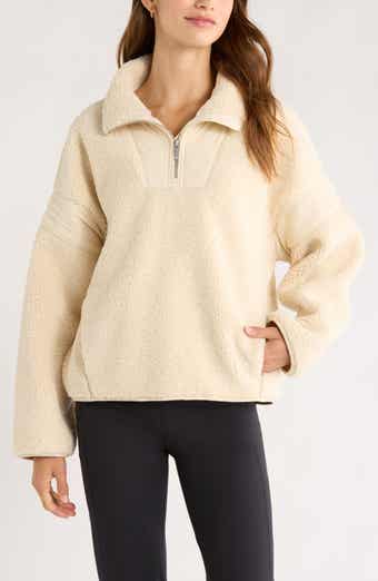 Zella Snowday Faux Shearling Quarter Zip Pullover