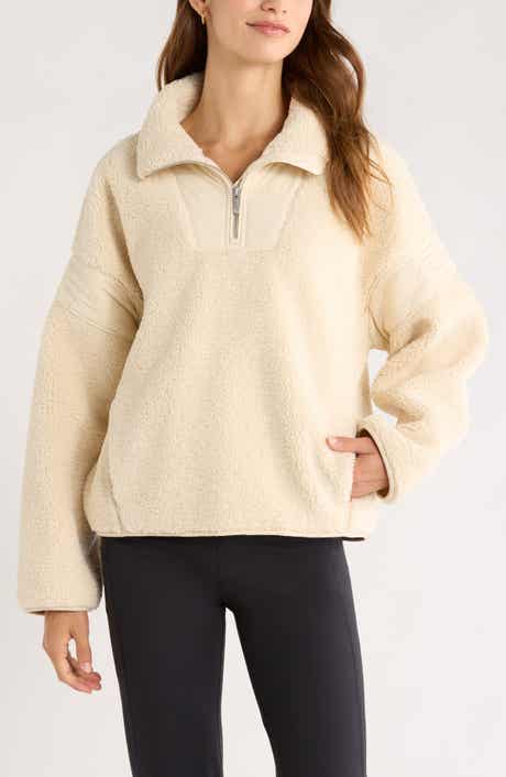 Zella Snowday Faux Shearling Quarter Zip Pullover