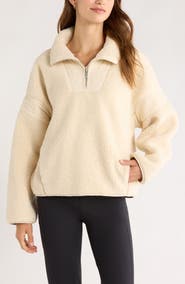 Zella Snowday Faux Shearling Quarter Zip Pullover
