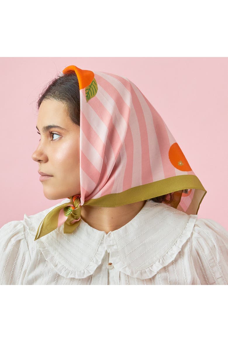 California Pomelo Cotton Silk Bandana, Alternate, color, Pink