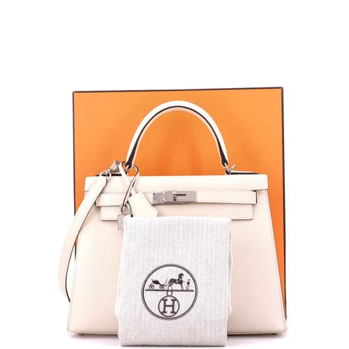 Pre-owned Hermes Hermes Kelly Handbag Light Epsom With Palladium Hardware 28 In Brown