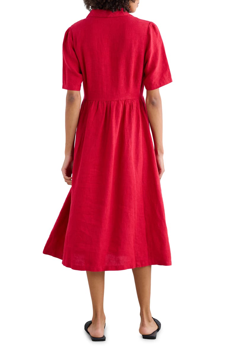 Fen Violet Linen Midi Shirtdress, Alternate, color, SCARLET