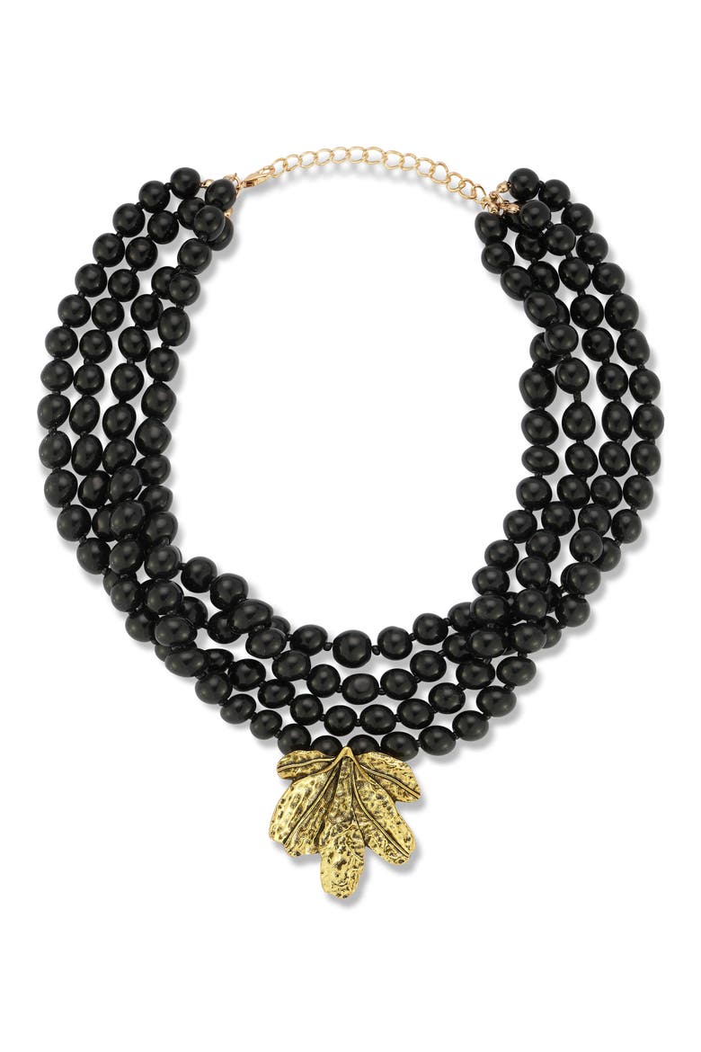 Beaded Layered Statement Necklace, Main, color, GOLD/BLACK