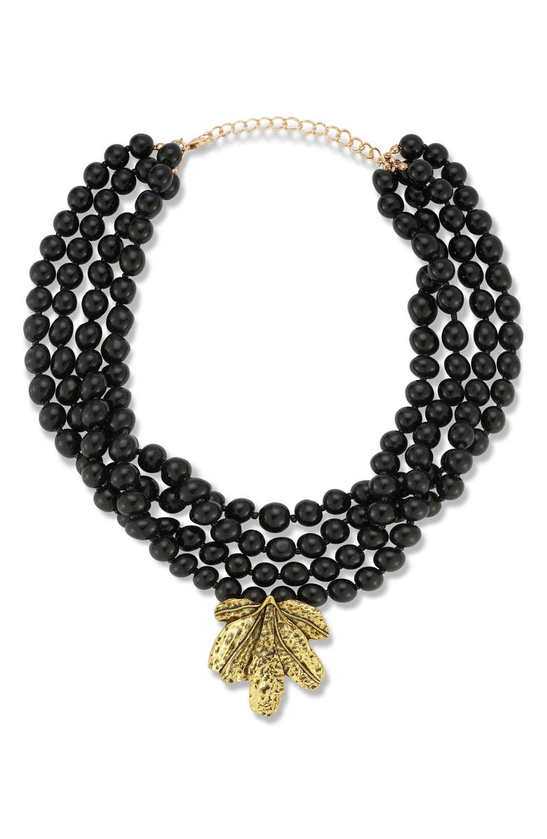 SPHERA MILANO Beaded Layered Statement Necklace, Main, color, Gold/Black