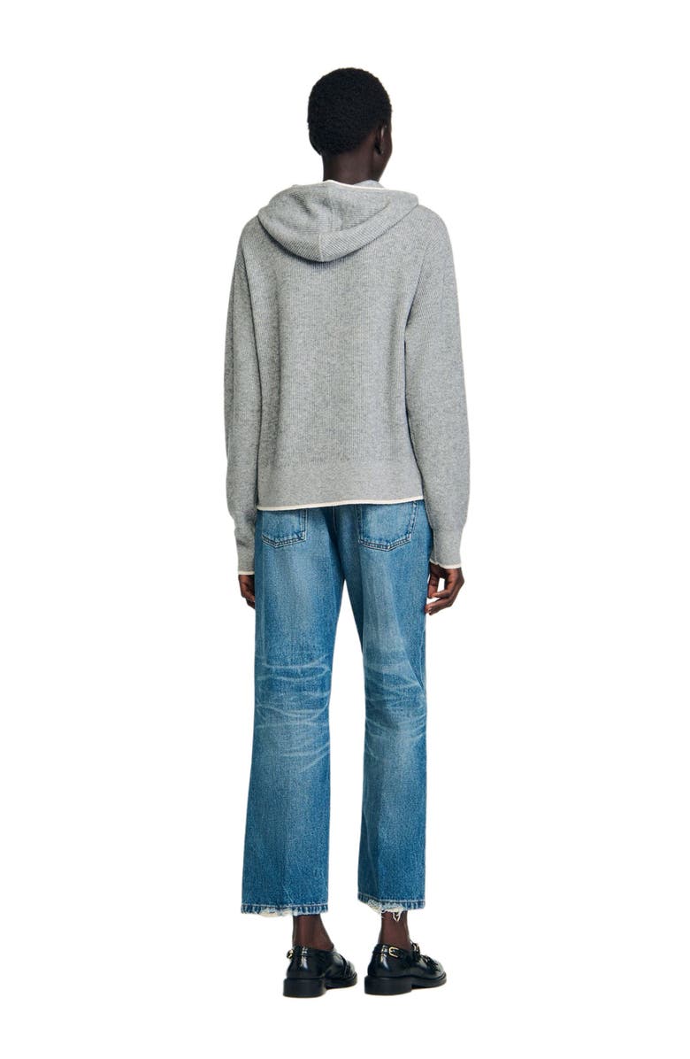 SANDRO Hooded cardigan, Alternate, color, Grey