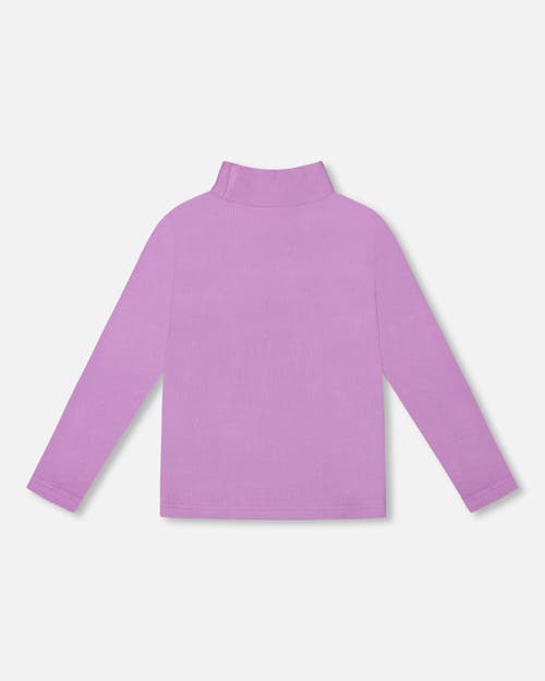 Deux Par Deux Super Soft Ribbed Mock Neck Top In Purple