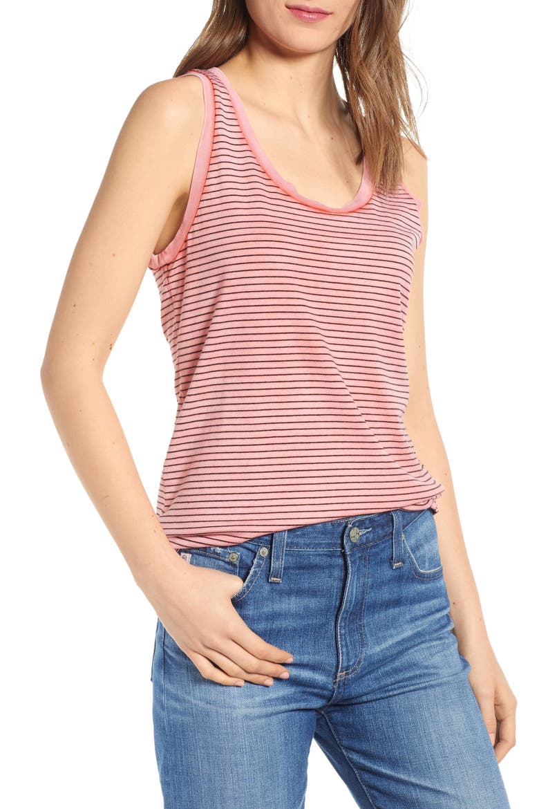 Cambria Stripe Fitted Tank, Main, color, SUNBAKED FADED AZALEA