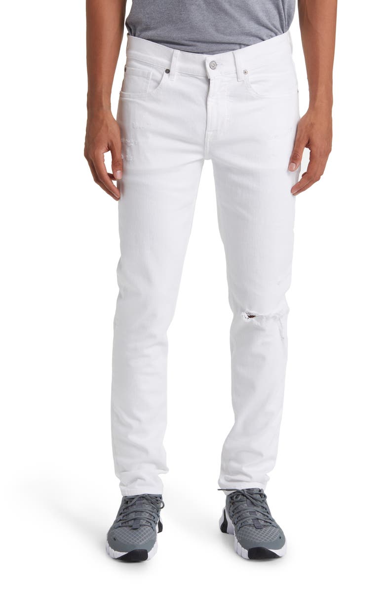 7 For All Mankind Slimmy EarthKind StretchTek Ripped Tapered Slim Fit Jeans, Main, color,