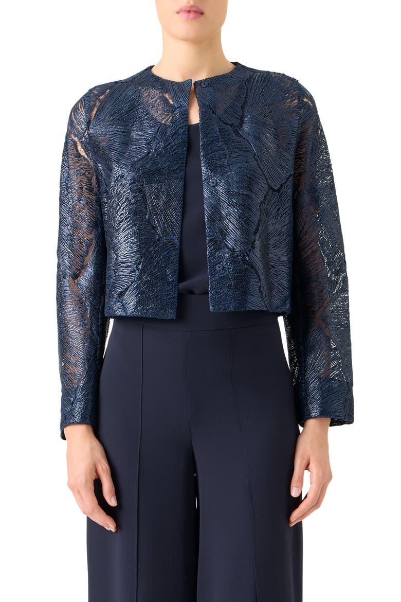 Haron Sea Fan Lace Jacket, Main, color, NAVY