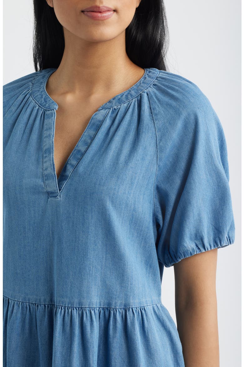 Kendra Tiered Cotton Dress, Alternate, color, MEDIUM WASH