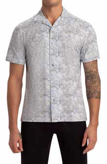 Bugatchi OoohCotton® Tech Short Sleeve Button-Up Camp Shirt