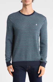 Geometric Jacquard Crewneck Sweater