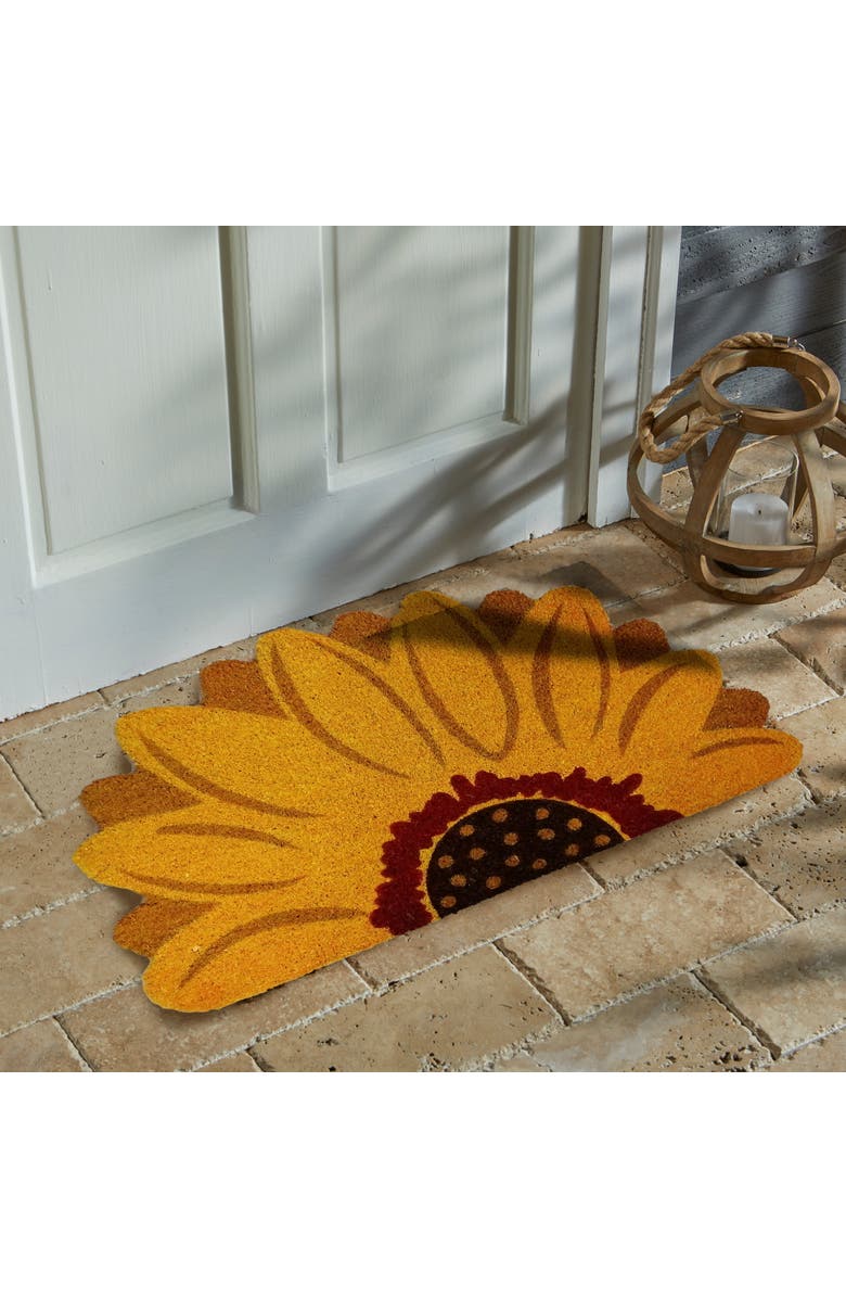 tag Sunflower Flower Shaped Natural Coir Welcome Doormat, Alternate, color, Yellow