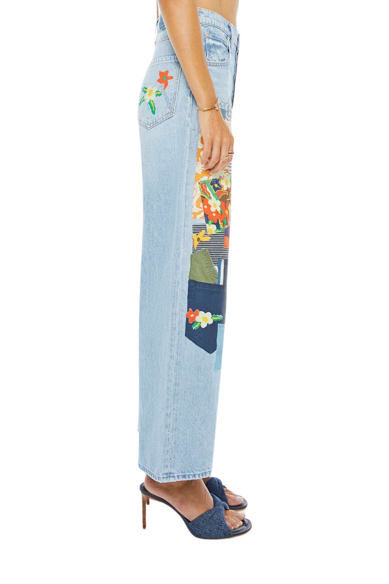 Spinner Flood Patchwork Straight Leg Jeans, Alternate, color, MUMBLE JUMBLE