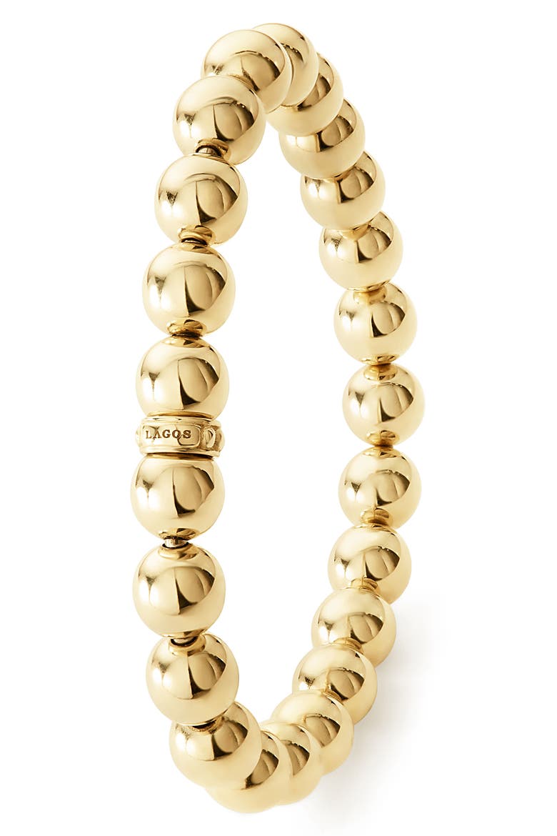 Caviar Gold Ball Stretch Bracelet, Alternate, color, GOLD