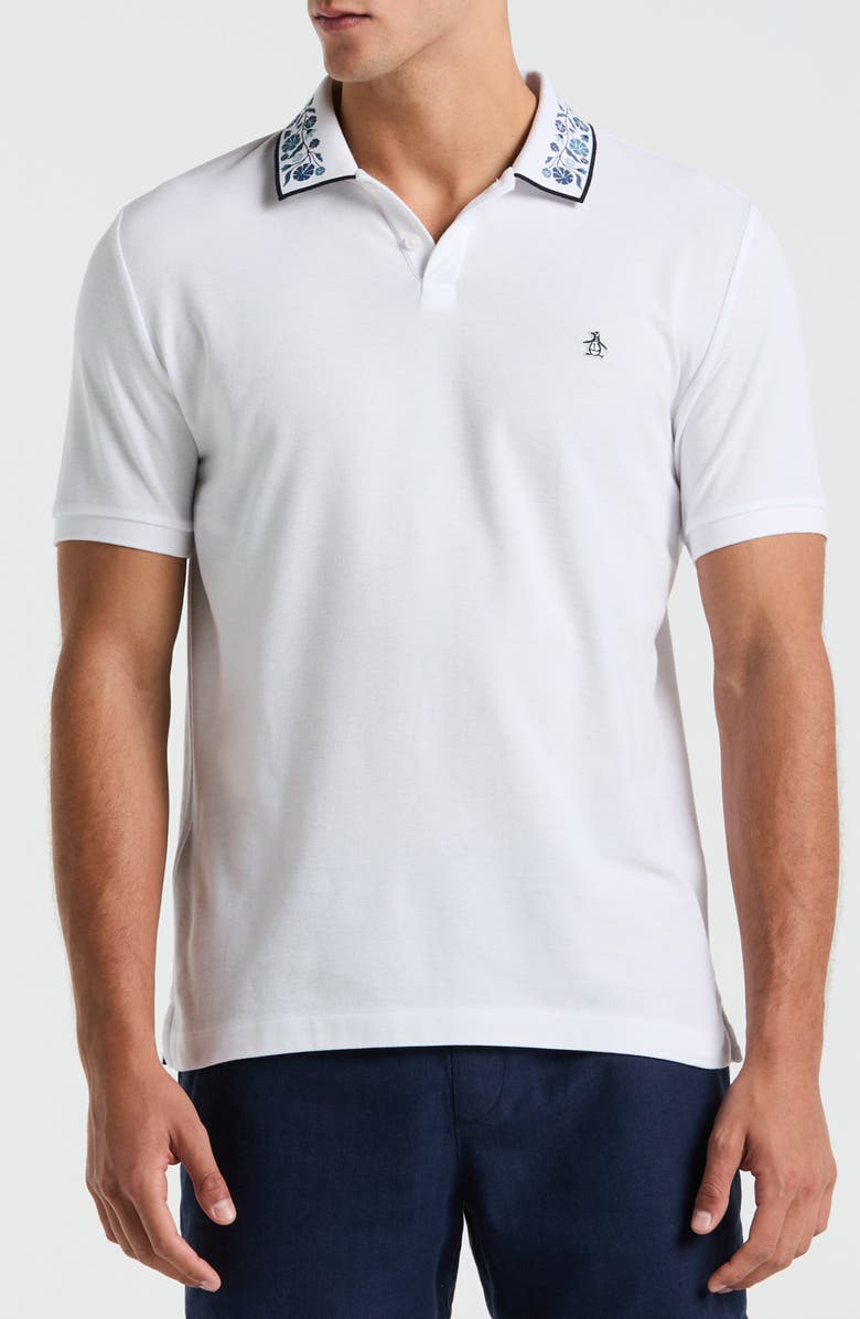 Original Penguin Floral Collar Cotton Piqué Polo, Main, color, 