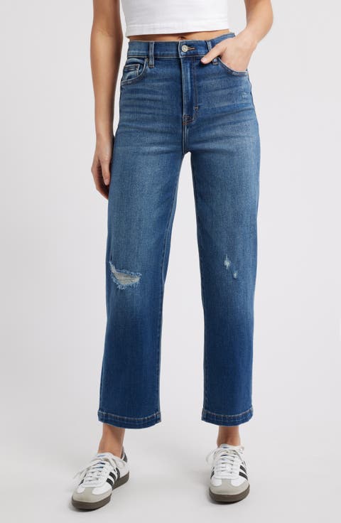 Distressed Relaxed Straight Leg Jeans