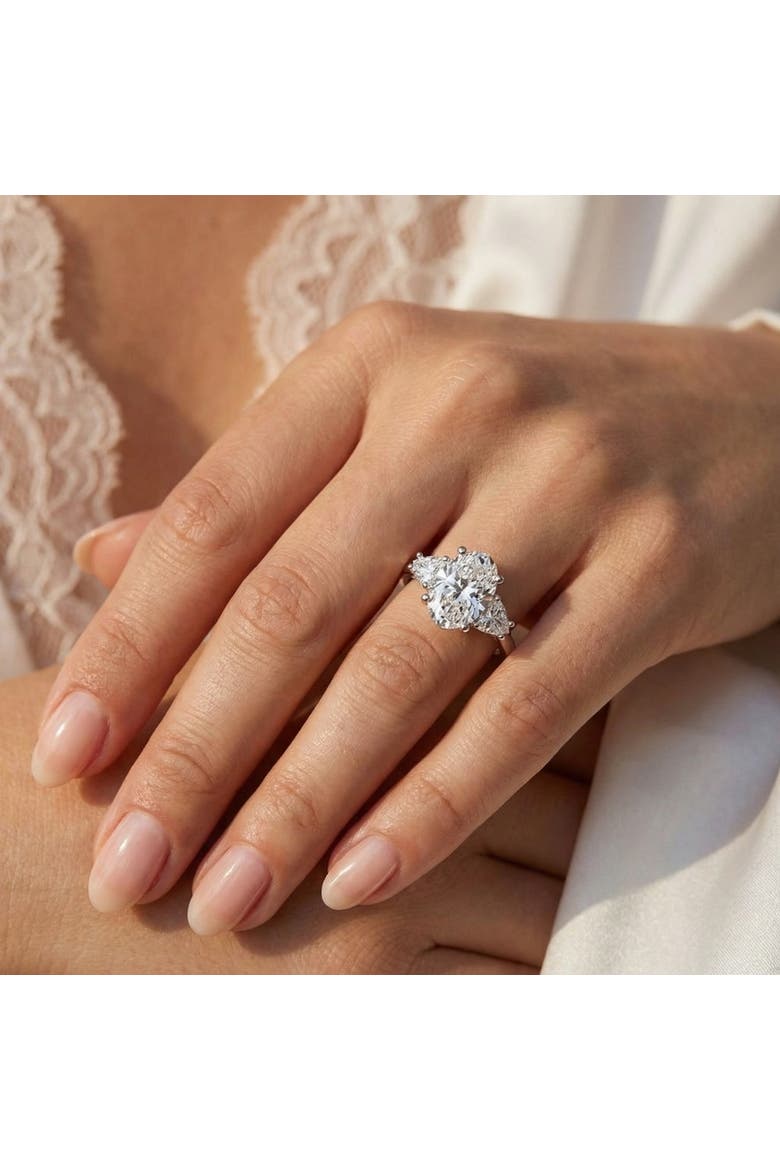 Certified 2 3/4Ct Oval & Heart Shape Diamond Engagement Ring Lab Grown 14k Gold, Alternate, color, 14k White Gold
