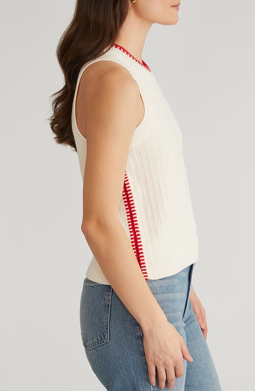 525 Cable Stitch Tipping Sweater Tank In Sea Salt Multi