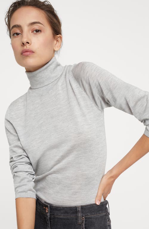 Brunello Cucinelli Cashmere-silk Glitter Turtleneck Sweater In Light Grey