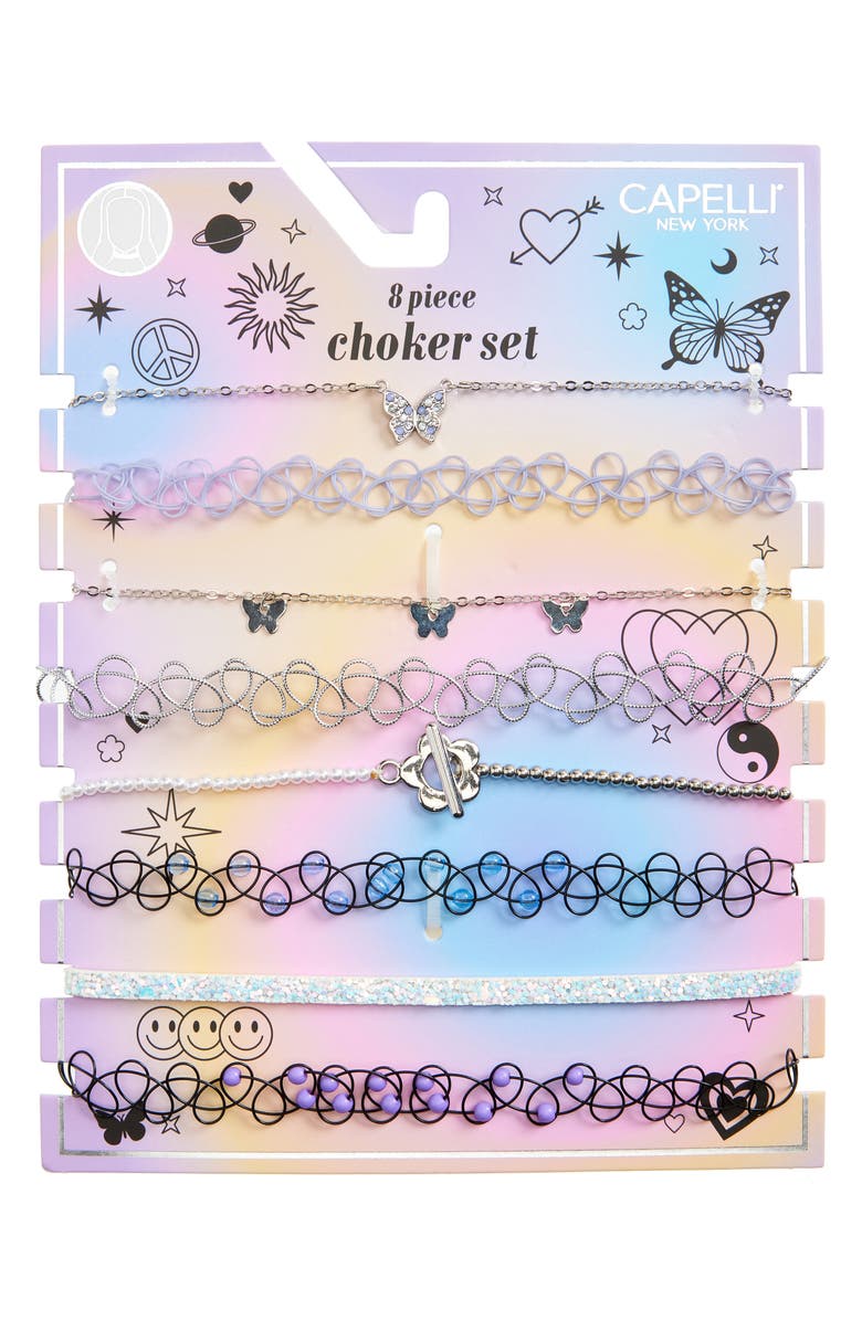Capelli New York Kids' Assorted 8-Pack Charm Choker Necklaces, Main, color, Multi