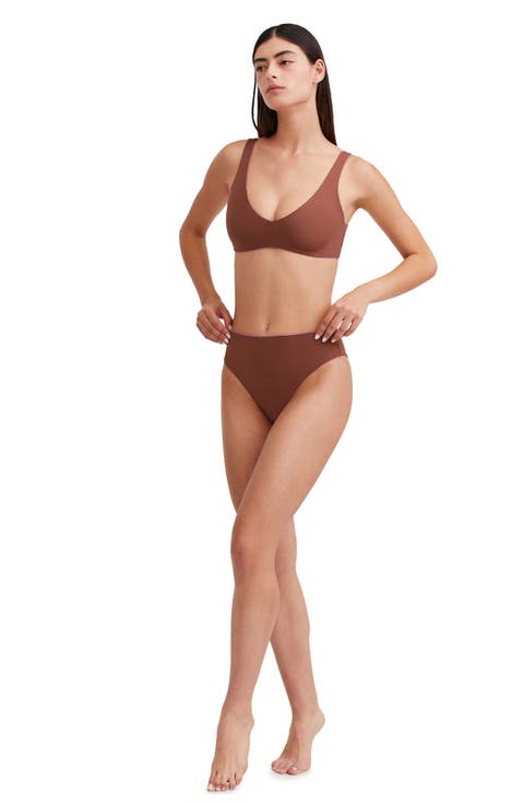 Solid Reversible V-Neck Bikini Swim Top