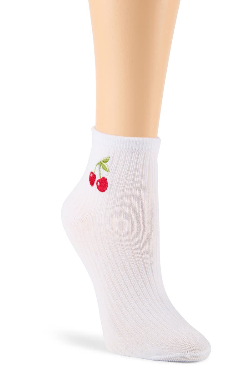 Laundry by Shelli Segal 6-Pack Embroidered Rib Anklet Socks, Alternate, color, White Multi