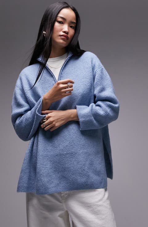 Zip Up Funnel Neck Sweater