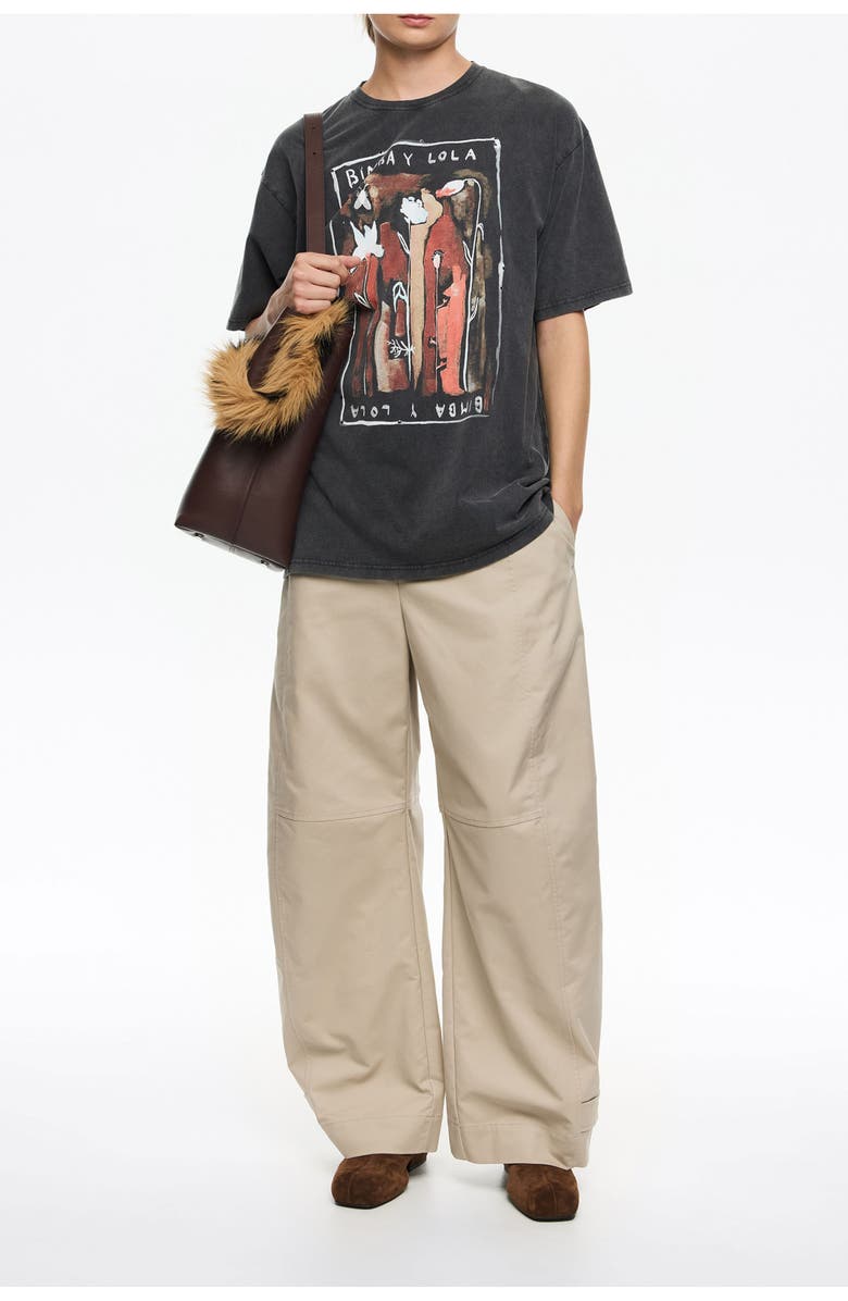 Bimba y Lola Floral Logo Maxi T-Shirt, Alternate, color, Washed Black