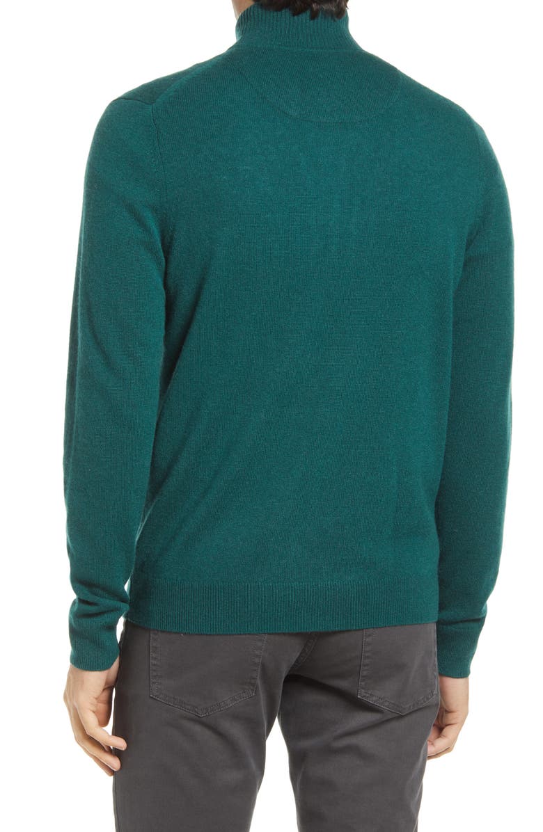 Nordstrom Cashmere Quarter Zip Pullover Sweater, Alternate, color, Green Trekking
