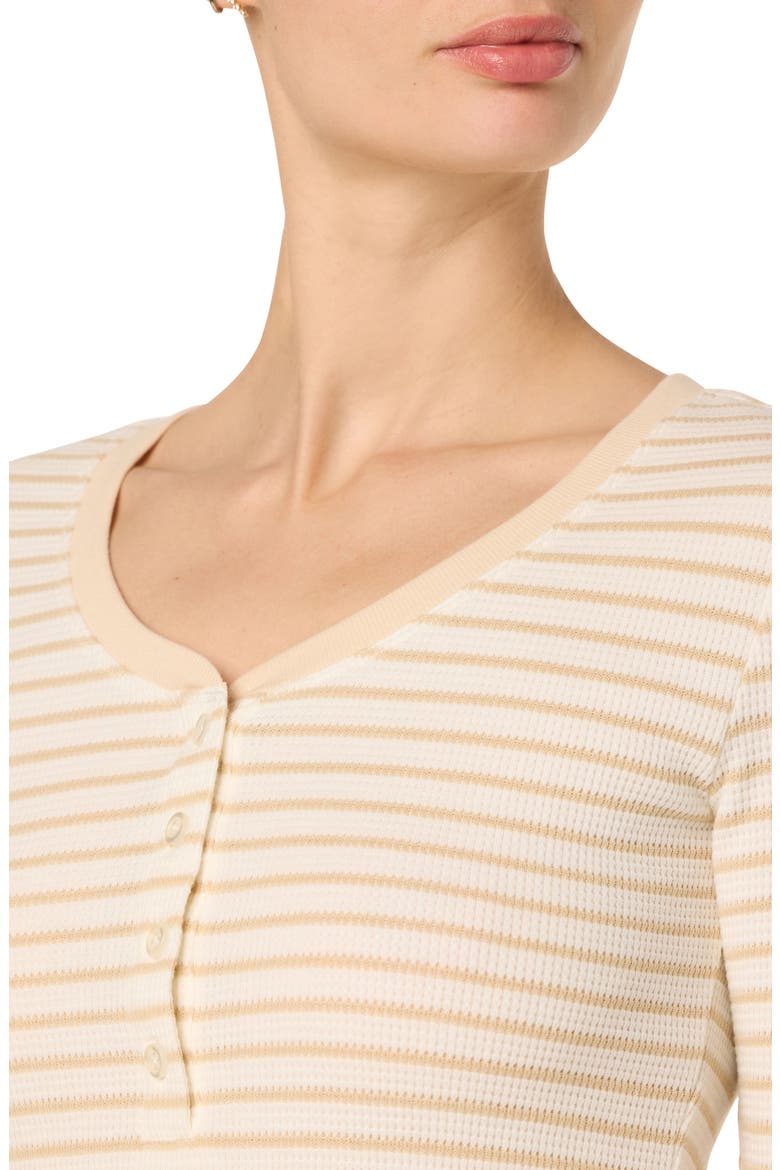 Stripe Short Sleeve Henley, Alternate, color, TAN/WHT
