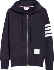 Thom Browne Classic 4-Bar Zip Cotton Hoodie