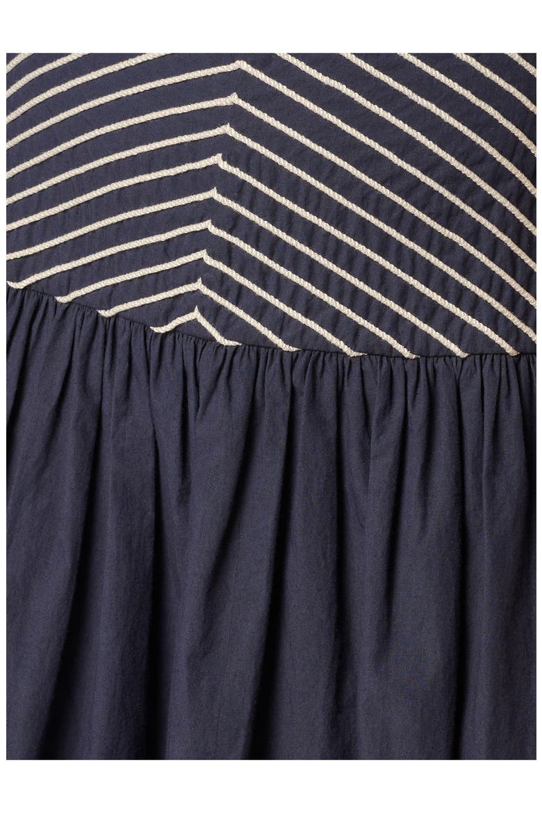 Embroidered Cutout Drop Waist Cotton Midi Dress, Alternate, color, NAVY/ IVORY